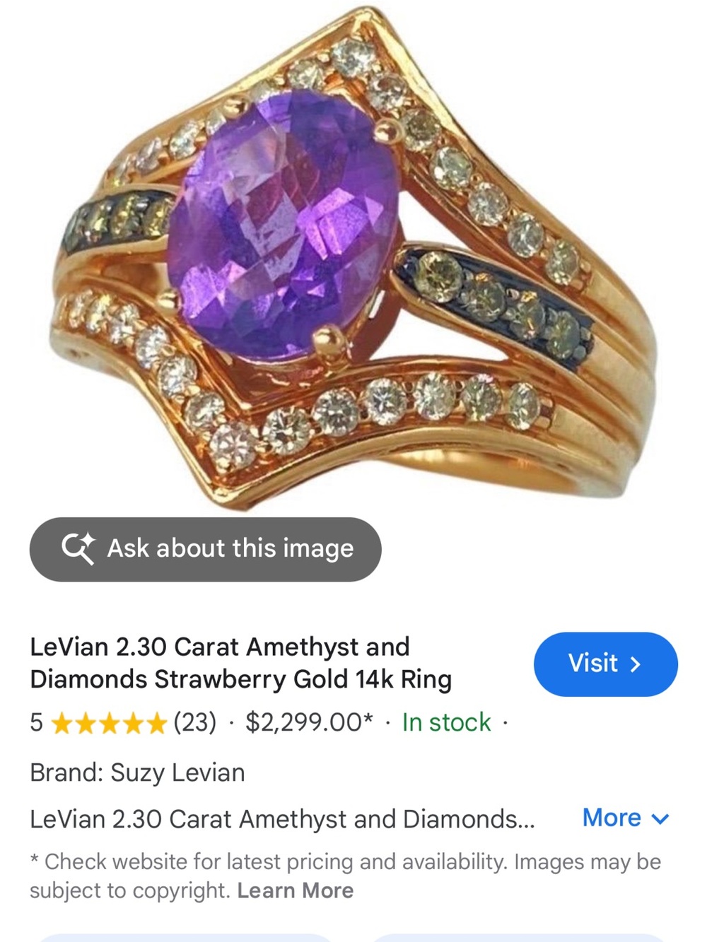 Levian Strawberry Gold Amethyst and Diamond Ring - Purple